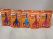 3 Pack of Fiskars Pointed Tip 5" inch (12cm) Kids School Scissors Eraser Sheath