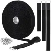 Hook & Loop Straps 1"x 32 ft with 50 Metal Buckles, Cable Straps, Cut-to-Length