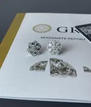 Large White Gold Sterling Silver 4ct Moissanite Snowflake Cluster Stud Earrings