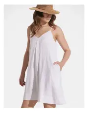 [Decjuba] Lillian Linen Blend Mini Dress in White