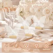 12Pcs Butterfly Acrylic Sign with Wood Stand DIY Butterfly Place Cards xixOs
