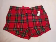 Old Navy Flannel Plaid Pajama Shorts Womens Large Red Plaid Pj Shorts LRG
