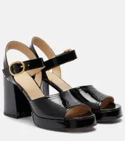 [Valentino Garavani] Valentino Garavani Fawcette VLogo Signature 100 leather platform sandals AU 11 black