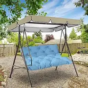 Swing Replacement Seat Cushions, Outdoor Porch Swing Cushions with Backrest and Ties, 2/3 Seater Pad for Patio Backyard Porch Garden Outdoor Furniture Cushions (High Elastic PP Cotton Filling) (Color