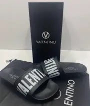 VALENTINO Black Stripe Contrast Irene Slip On Slide Sandal 7 5.5 Designer MP$300