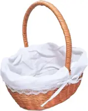 Wicker Basket Picnic, Wicker Handwoven Rattan Basket for Picnic, Portable Imitat