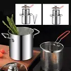 Deep Fryer Pot 304 Stainless Steel Fry Pot with Basket and Lid Food Grade veLwLﻬ