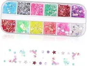 HOMSFOU Valentine's Day Nail Glitter Pearl Chrome Sequins Manicure Highlighters Glitter Packs for Crafts Easy Apply Clean
