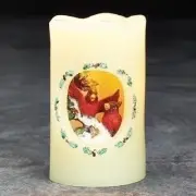 Roman 5" A Timeless Season Battery Cardinals Flickering Flameless LED Candle