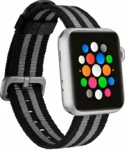 NEW Modal BLACK STRIPE Woven Nylon Band Strap for Apple Watch 38mm Smart