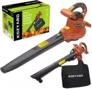 KOZYARD 3-In-1 Electric Leaf Blower Vacuum Mulcher 3000W Hand-Held Leaf Vac G...