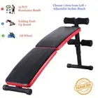 Gym Deal Pkg Foldable Adjustable Sit Up Weight Incline Bench w Resistance Band