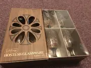 LIBBEY HOSTESS GLASSWARE - PRADO - BROWN SCROLLS -TUMBLER 8 PIECE SET