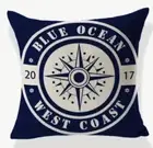 Compass Sailing Nautical Coastal Beach Spring Throw Pillow Cover Home Decor