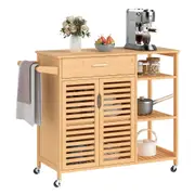 Costway Kitchen Island Trolley Cart w/Drawer & Shelf Storage Cabinet Rolling Serving Utility Cart