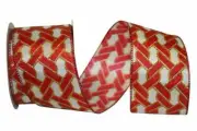 10 yd. roll RED & GOLD GLITTER LINKING CHAIN WIRE EDGE RIBBON 2 1/2" Wide