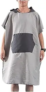 Surf Poncho Beach Towel, Changing Robe Hooded Poncho Towel with Hood and Storage Bag, Quick Dry Towel for Outdoor Water Sports (Color : Gray)