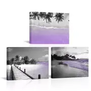 FuShvre Tropical Beach Wall Art Prints Coastal Palm Tree Canvas Painting Pict...