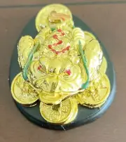 Chinese Feng Shui Ornament Lucky Frog Wealth Toad Animal Figurine Statue L-3.2"
