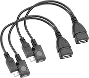 uxcell 2 Pcs Micro USB to USB Adapter, Micro USB to USB Female Adapter Replacement Micro USB OTG Cable with Power Adapter for Host Devices, Black