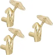 CANIGHT 3pcs Brass Handle Unique Drawer Knobs Door Handle Cabinet Knobs Vintage Mushroom Closet Door Pulls Cabinet Mushroom Pulls Cupboards Dresser Drawers Covering Grip Round Brass Golden