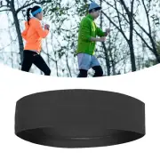 (Black)Sports Headband Prevent Slip Moisture Wicking Soft Elastic Men Women CH