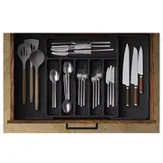 Extendable Cutlery Tray Drawer Organiser Insert For Kitchen Utensils Storage Black