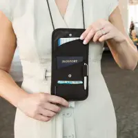 在飛比找momo購物網優惠-【Travelon】扣式附筆隨身夾 黑(隨身包 貼身包 隱形