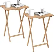 Felic Folding TV Tray Table, End Table for Small Space, Portable Snack Tables for Eating at Couch, Sofa Side Table, TV Dinner Foldable Side Desk Easy Assembly and Store, Space Saving (Set of 2)
