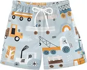 [Joisal] Cute Pattern Hand Drawn Swim Short Boys Swim Suits with Mesh Lining 2-12 Years Old