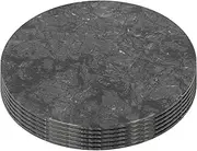 Argon Tableware Marble Placemats - 30cm - Black - Pack of 6 - Round Placemats Dining Mat Table Mat Plate Serving Trays for Appetizers, Lunch, Mains, Parties, Food Presentation