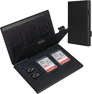 SD Card Holder, SD Card Case,LAVILI CF Memory Card Holder Case Aluminum Alloy Hard Shell, Double-Layer Capacity for 6SD Cards and 12 TF Cards Black Color
