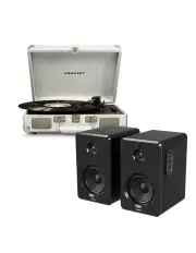 [Crosley] Cruiser Bluetooth Portable Turntable Bundled Majority D40 Bluetooth Speakers