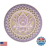 Lotus Mandala Wall Art, Lotus Flower Wooden Wall Art, 3D Mandala Wood Hanging