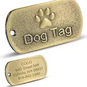 Custom Engraved Copper Plated Dog ID Tags Personalized Pet ID Tags Anti-Lost Dog ID Tags Pet Phone Number Name Tags Pet Collar Accessories,B