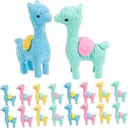 CVUTOVO 20pcs Cute Alpaca Shaped Cartoon Erasers Brightly Colored Classroom Supplies for Fun Learning Tools Party Favors for School and Crafts