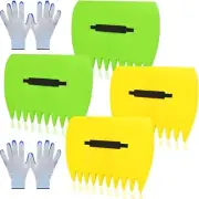 2 Sets Leaf Scoops Hand Rakes and Claws with 2 Pairs Gloves