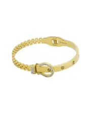 Jean Claude Stainless Steel CZ Adjustable Bangle Bracelet