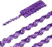 uxcell 5 Yard Sequins Beaded Lace Trim 0.6 Inch Wave Sequin Braid Trim Strip Paillette Ribbon for Crafts, Embellishments, DIY Sewing Costume, Dark Purple