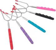 ORFOFE 5Pcs Extendable BBQ Forks Durable Stainless Steel Roasting Sticks for Outdoor Grilling for Parties Camping and Home Use BBQ Lovers