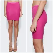 Rick Owens Wolfy Mini Skirt Hot Pink Nylon Sheer Stretch Slinky Sz US 8