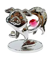 Crystocraft Crystal Pig Ornament Swarovski Elements Gift Boxed For Pig Lovers