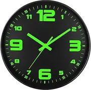 Luminous Wall Clock, Silent Non-Ticking 12'' Night Light Wall Clocks Battery Operated, Country Style Wooden Illuminated Wall Clock Decorative for Kitchen, Home, Bedrooms, Office