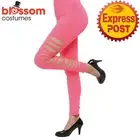 AC2140 1980s 1990s Neon Pink Leggings Disco Costume Pants Madonna Cyndi Lauper