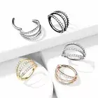 Triple Layer CZ Surgical Steel Hinged Segment Hoop Ring Cartilage Tragus Helix