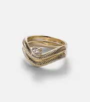 [Stone and Strand] Stone and Strand Tina set of two 14kt gold rings with diamond P gold