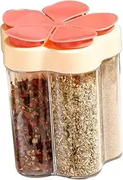 5 In 1 Containers, 5 In 1 Travel Containers Airtight Travel Seasoning Condiment Containers Portable Camping Seasoning Box for Barbecue Picnic (Orange)