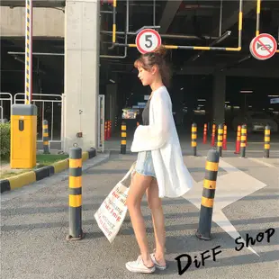 【DIFF】韓版白色薄款寬鬆雪紡罩衫 防曬外套 薄外套 長版外套 休閒外套【J56】