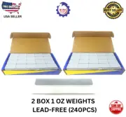 2 BOX 1 OZ GRAY WHEEL WEIGHTS STICK-ON WHITE ADHESIVE US TAPE LEAD-FREE (240PCS)