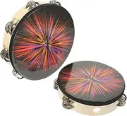 SWOOMEY 2Pcs Tambourine Hand Drum Double Row Percussion Musical Instrument for Safe and Durable Music to Enhance Musical Skills and Fun